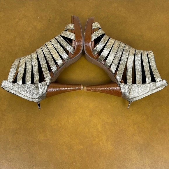 Jeffrey Campbell Handmade Ibiza Last Gold Marly Heels Size 7 Women - Picture 6 of 15